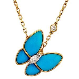 Van Cleef & Arpels De Papillon Necklace 18K Yellow Gold Turquoise Ladies Van